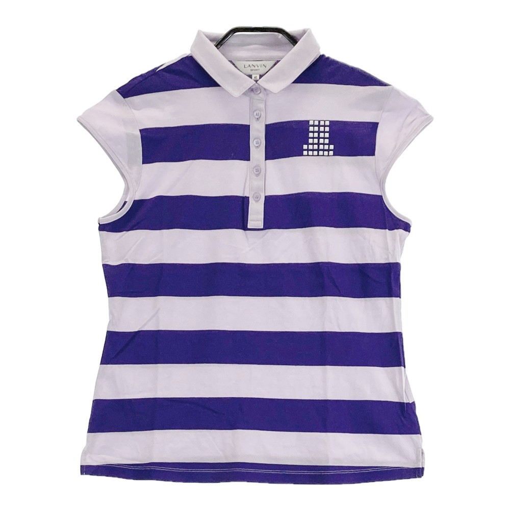 LANVIN SPORT ランバン スポール ノースリーブ ポロシャツ ボーダー柄 パープル系 40 【中古】ゴルフウェア レディース