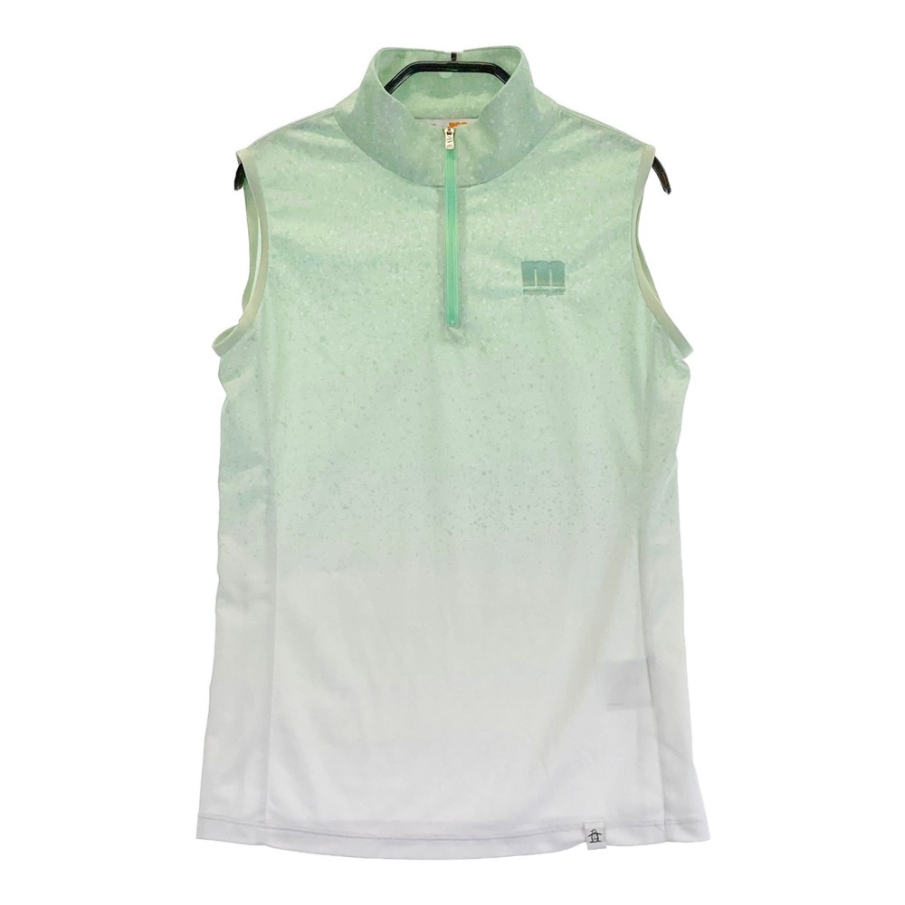 MUNSING WEAR マンシングウェア MEWTJA08 2022年モデル ハーフジップ ノースリーブTシャツ 総柄 グリーン系 M 【中古】ゴルフウェア レディース