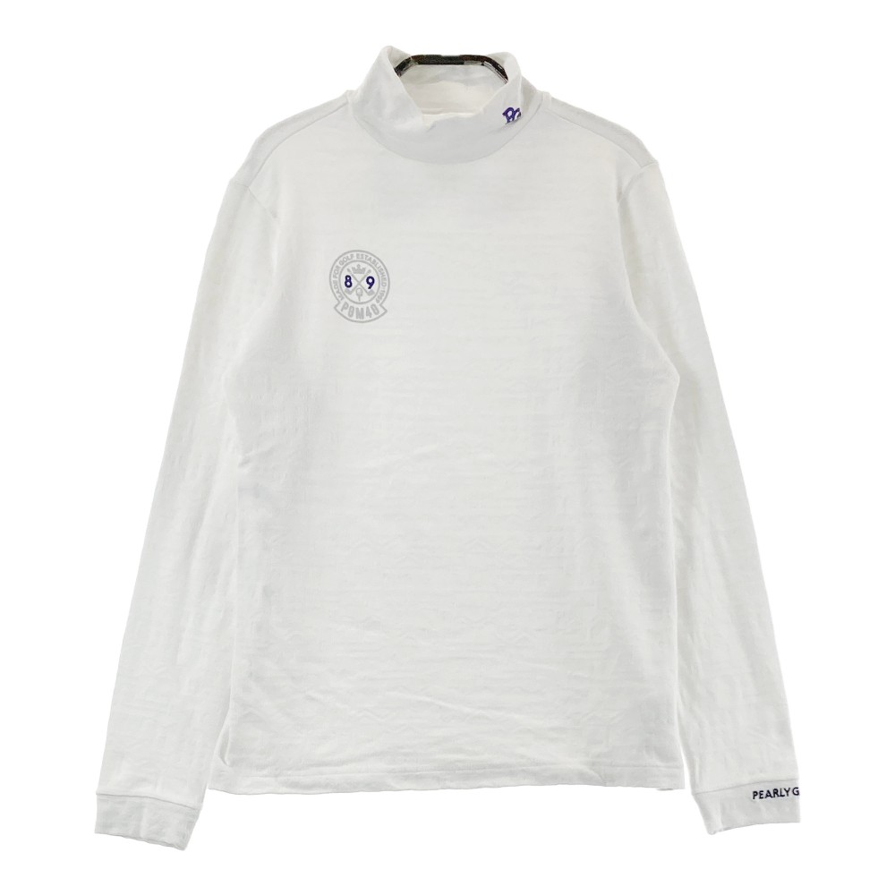 PEARLY GATES パーリーゲイツ 055-3166102 ハイネック長袖Tシャツ ジャガード柄 ホワイト系 1 【中古】ゴルフウェア レディース