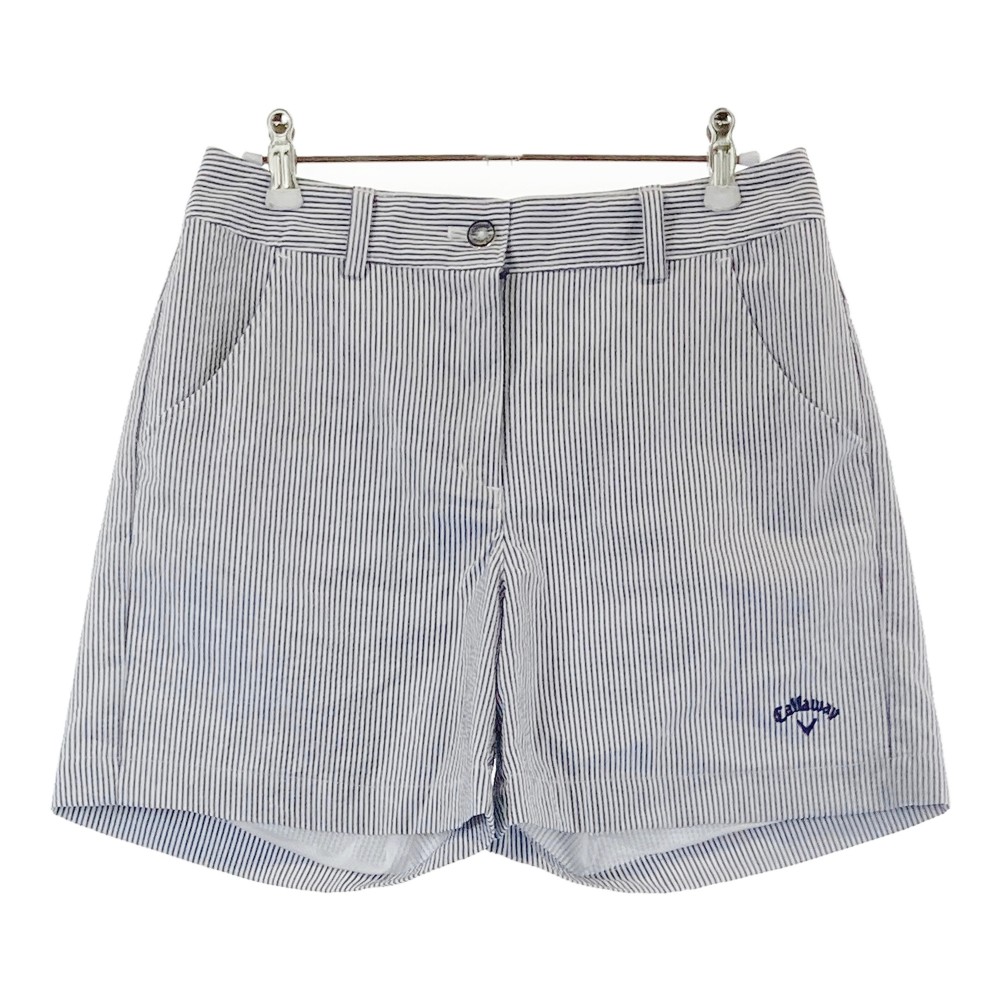 CALLAWAY キャロウェイ ショートパンツ シアサッカー ストライプ柄 ネイビー系 M 【中古】ゴルフウェア レディース