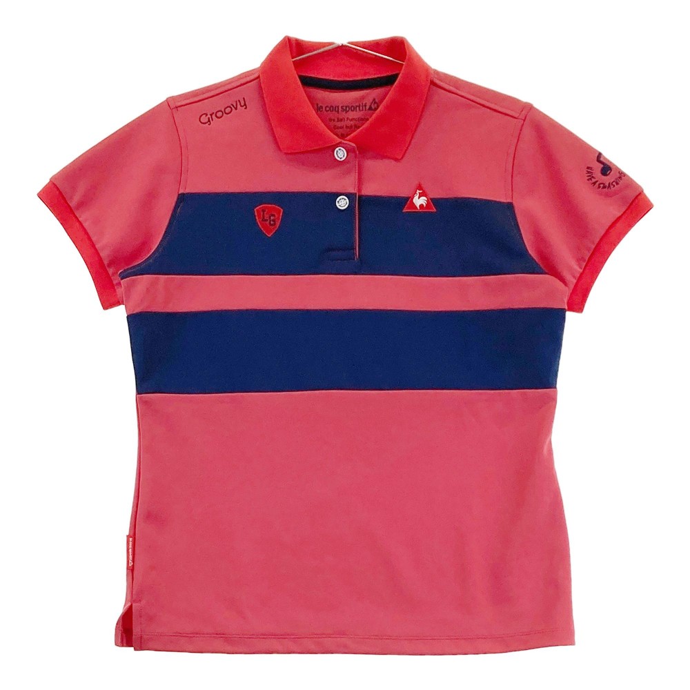LECOQ GOLF ルコックゴルフ 半袖ポロシャツ レッド系 L 【中古】ゴルフウェア レディース