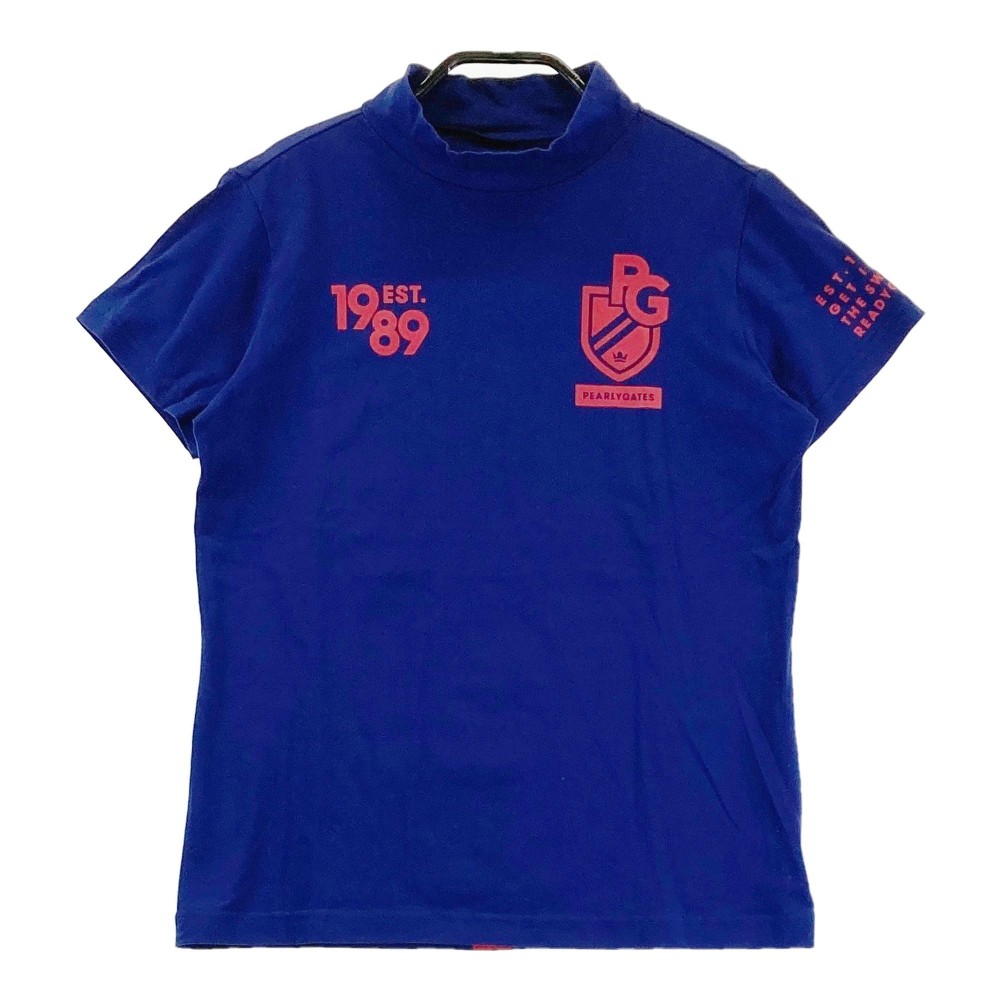 PEARLY GATES パーリーゲイツ ハイネック 半袖 Tシャツ ネイビー系 0 【中古】ゴルフウェア レディース