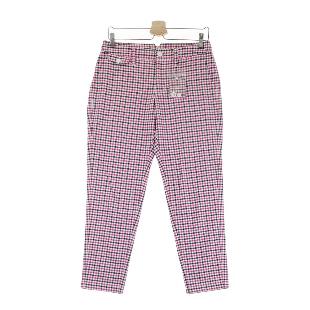 JACK BUNNY ジャックバニー ストレッチパンツ チェック柄 ピンク系 2 【中古】ゴルフウェア レディース