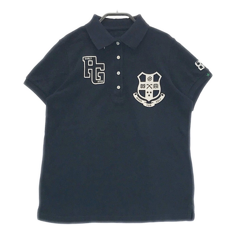 PEARLY GATES パーリーゲイツ 半袖ポロシャツ プリント ネイビー系 1 【中古】ゴルフウェア レディース