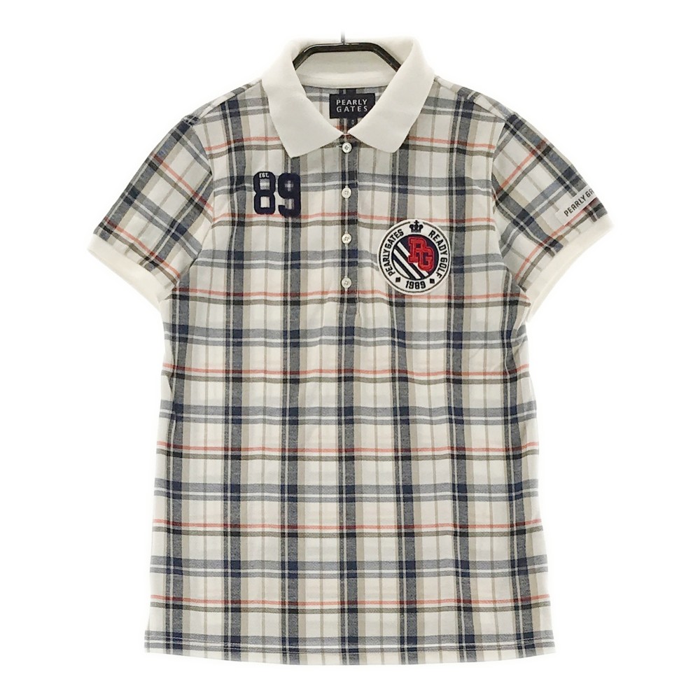 PEARLY GATES パーリーゲイツ 半袖ポロシャツ チェック柄 ネイビー系 0 【中古】ゴルフウェア レディース