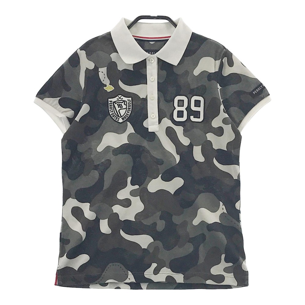 PEARLY GATES パーリーゲイツ 半袖ポロシャツ カモフラ柄 グレー系 0 【中古】ゴルフウェア レディース