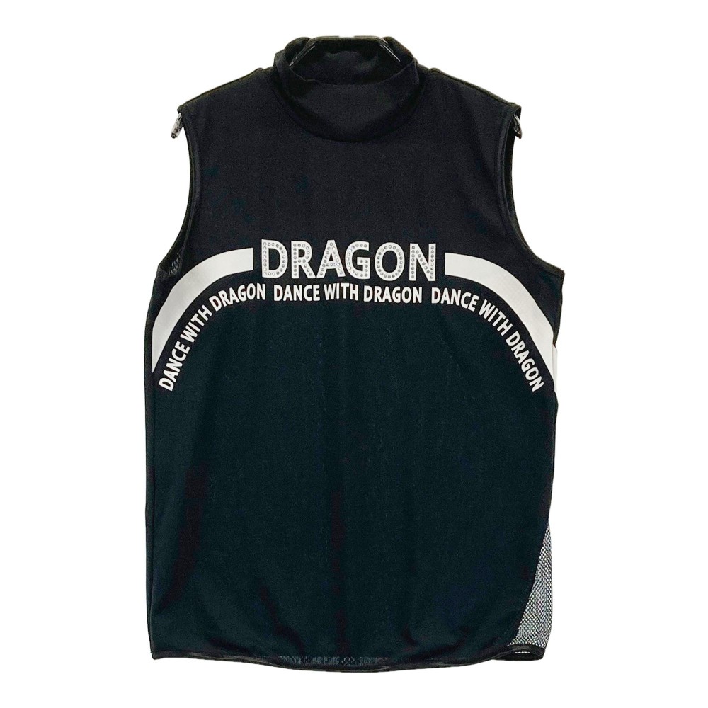 DANCE WITH DRAGON ダンスウィズドラゴン ハイネックノースリーブTシャツ ラインストーン ブラック系 2 【中古】ゴルフウェア レディース