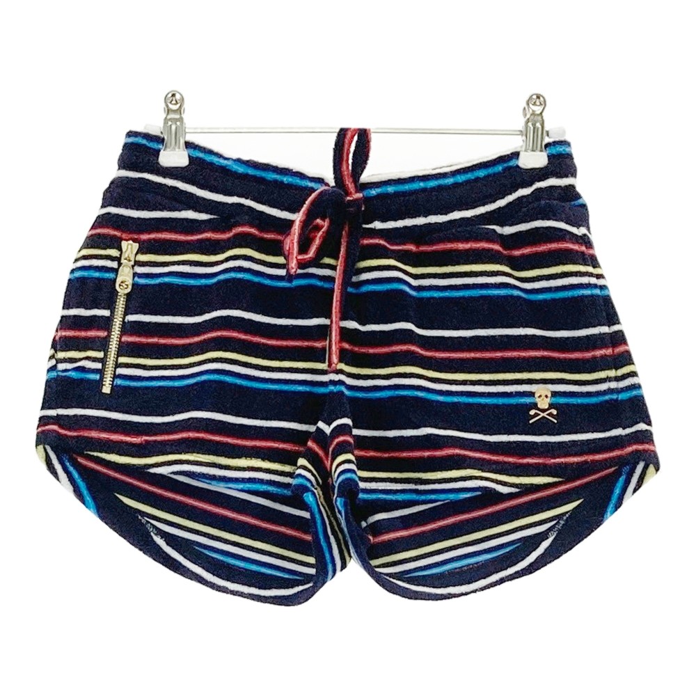 MARK&LONA マークアンドロナ ショートパンツ パイル地 ボーダー柄 ネイビー系 S 【中古】ゴルフウェア レディース｜中古ゴルフウェア通販STST