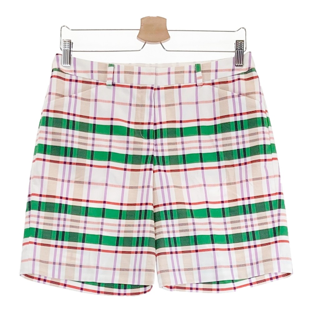 LANVIN SPORT ランバン スポール ハーフパンツ チェック柄 ホワイト系 40 【中古】ゴルフウェア レディース