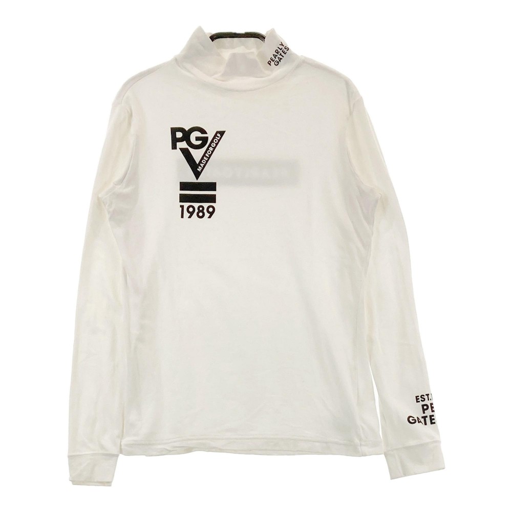 PEARLY GATES パーリーゲイツ ハイネック 長袖Tシャツ ホワイト系 0 【中古】ゴルフウェア レディース
