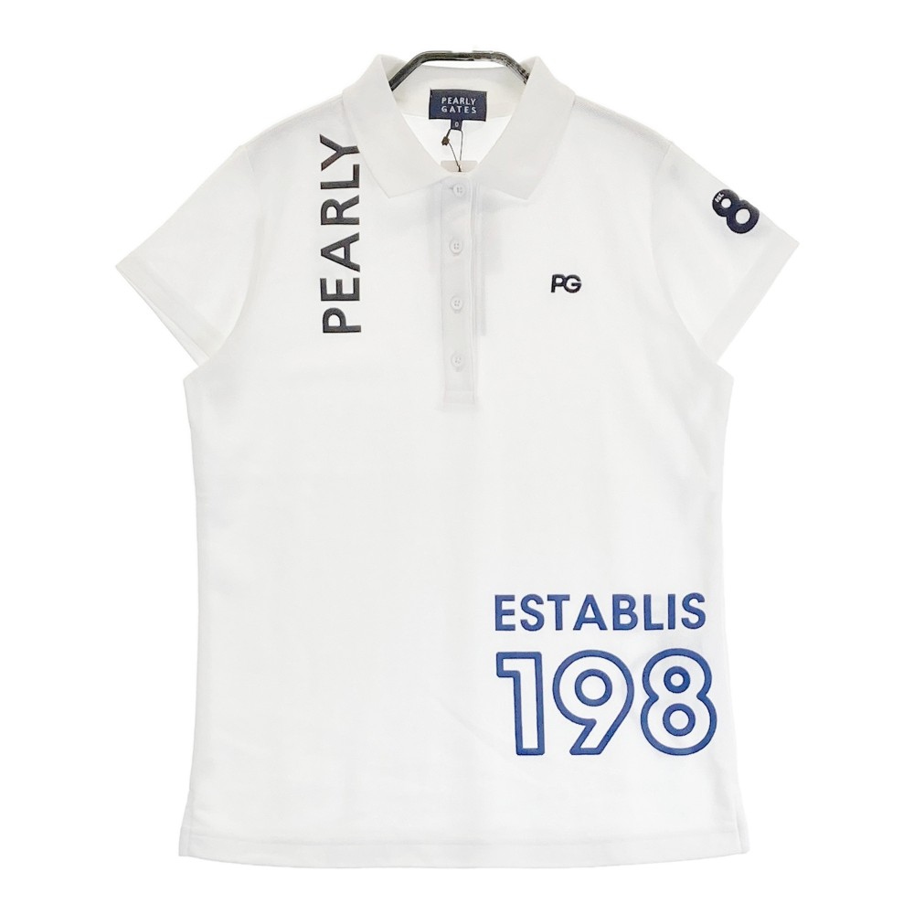 PEARLY GATES パーリーゲイツ 2022年 半袖ポロシャツ アウトロゴ ホワイト系 0 【中古】ゴルフウェア レディース