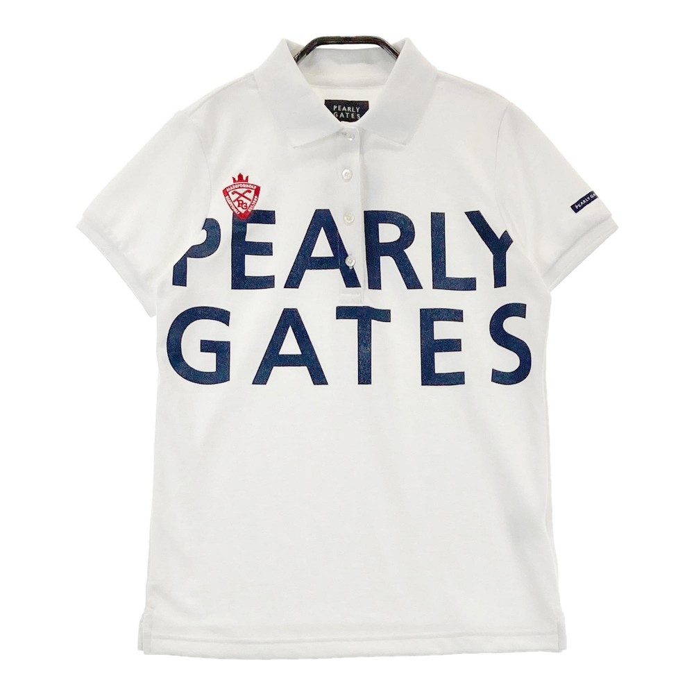 PEARLY GATES パーリーゲイツ 半袖ポロシャツ ロゴ ホワイト系 0 【中古】ゴルフウェア レディース