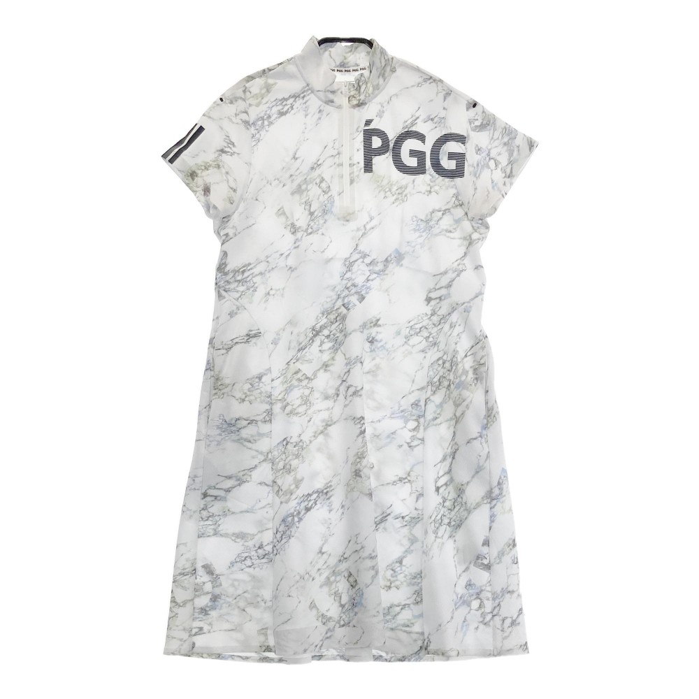 PGG PEARLY GATES パーリーゲイツ 2023年モデル ハーフジップ 半袖ワンピース 総柄 ホワイト系 1 【中古】ゴルフウェア レディース|中古ゴルフウェア通販STST