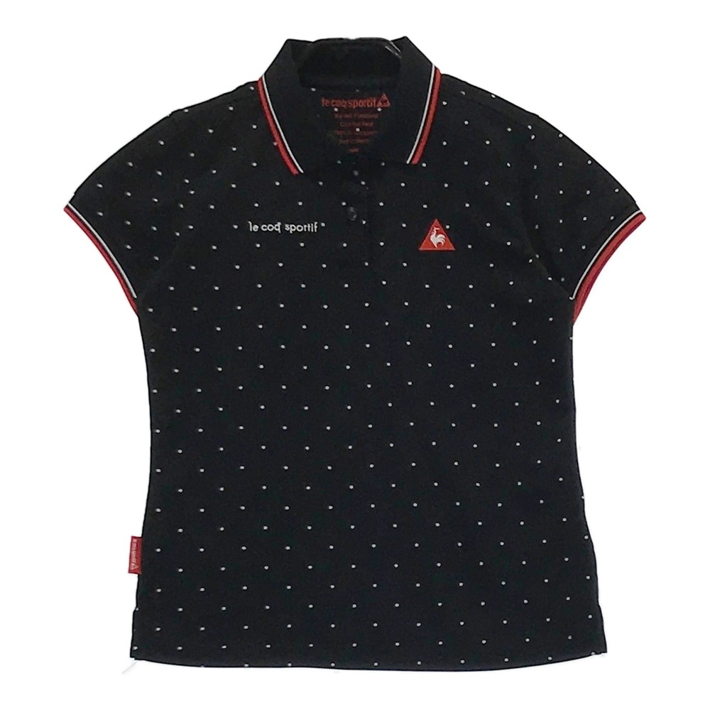 LECOQ GOLF ルコックゴルフ 半袖ポロシャツ ドット柄 ブラック系 M 【中古】ゴルフウェア レディース
