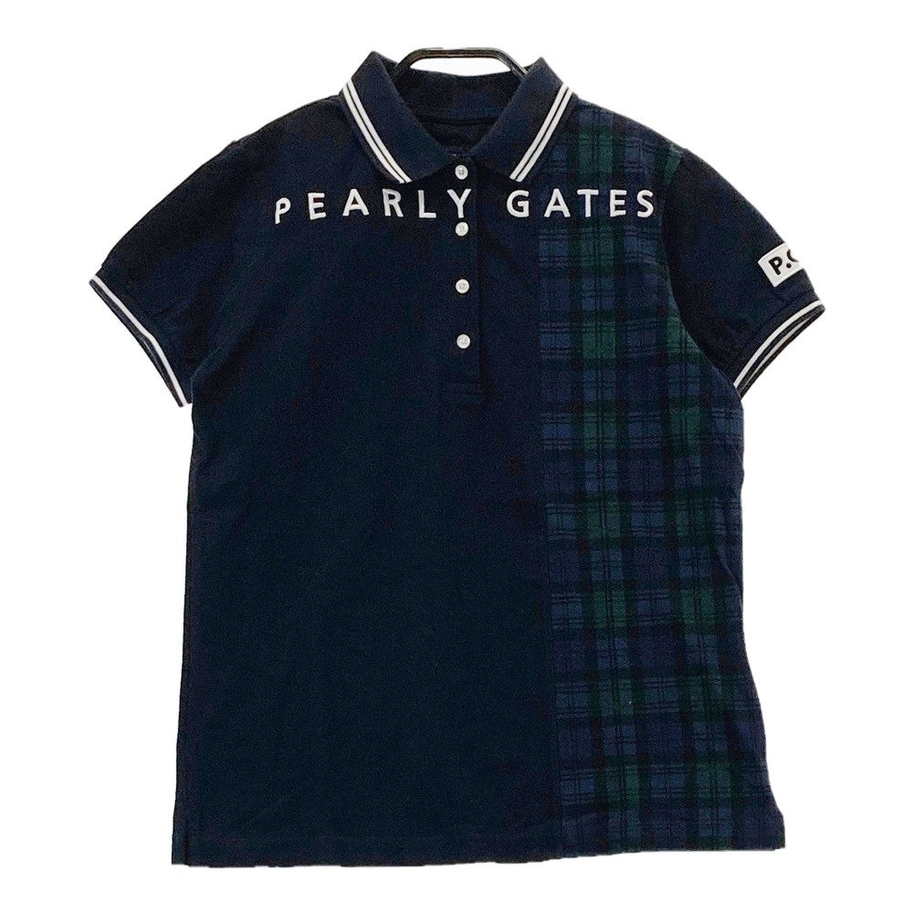 PEARLY GATES パーリーゲイツ 2023年モデル 半袖ポロシャツ チェック柄 ネイビー系 1 【中古】ゴルフウェア レディース