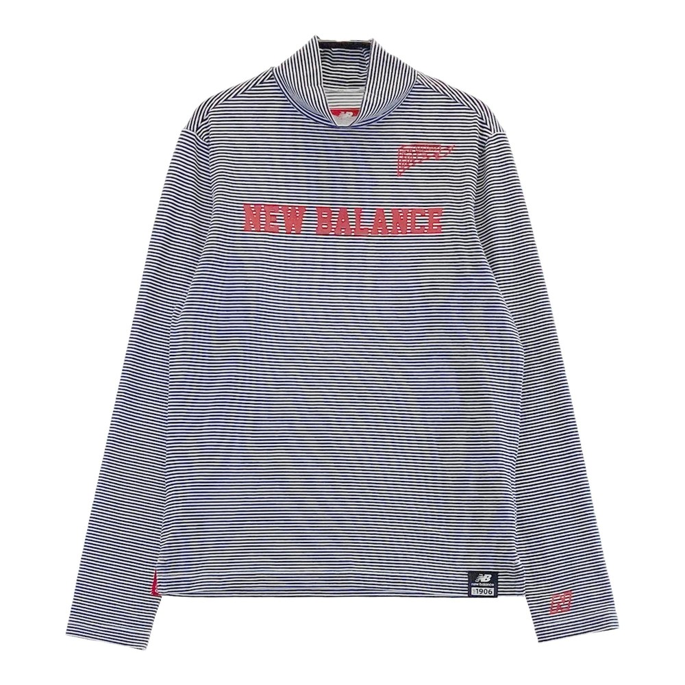 NEW BALANCE GOLF ニューバランス モックネック 長袖 Tシャツ ボーダー柄 ネイビー系 1 【中古】ゴルフウェア レディース