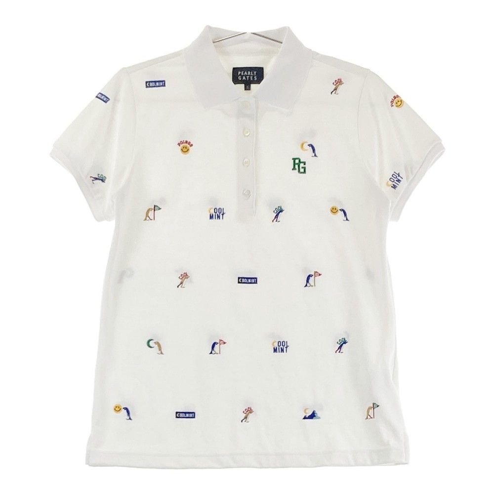 PEARLY GATES パーリーゲイツ 半袖ポロシャツ COOLMINT ホワイト系 1 【中古】ゴルフウェア レディース