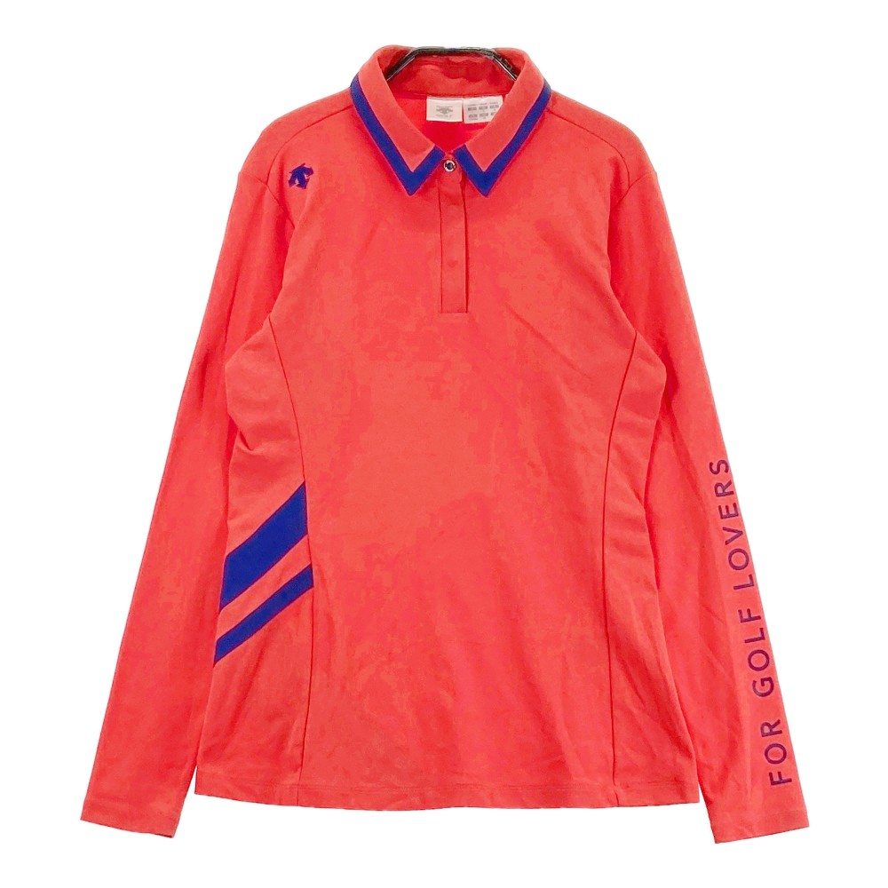 DESCENTE GOLF デサントゴルフ 長袖ポロシャツ オレンジ系 L 【中古】ゴルフウェア レディース