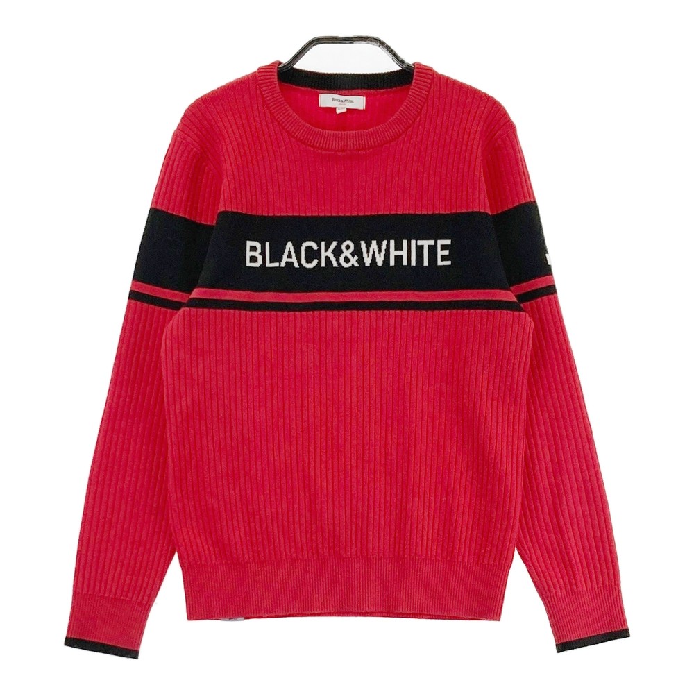 ブラックアンドホワイト　ニット　セーター　毛混　ウール　ストライプ　黄色　L ブラック\u0026ホワイト（セーター｜メンズウェア）：ウェア