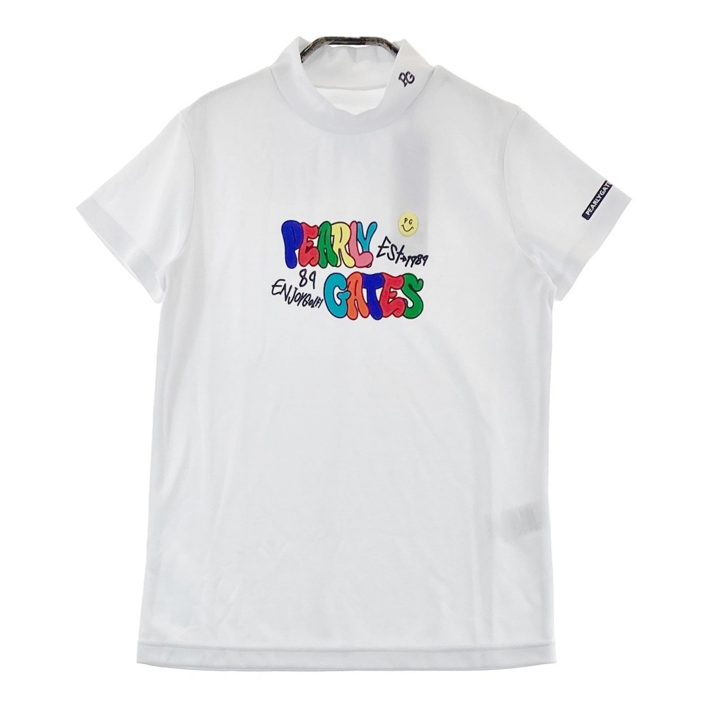 PEARLY GATES パーリーゲイツ 055-4167552/2024年モデル ハイネック 半袖Tシャツ ニコちゃん ホワイト系 1 【中古】ゴルフウェア レディース