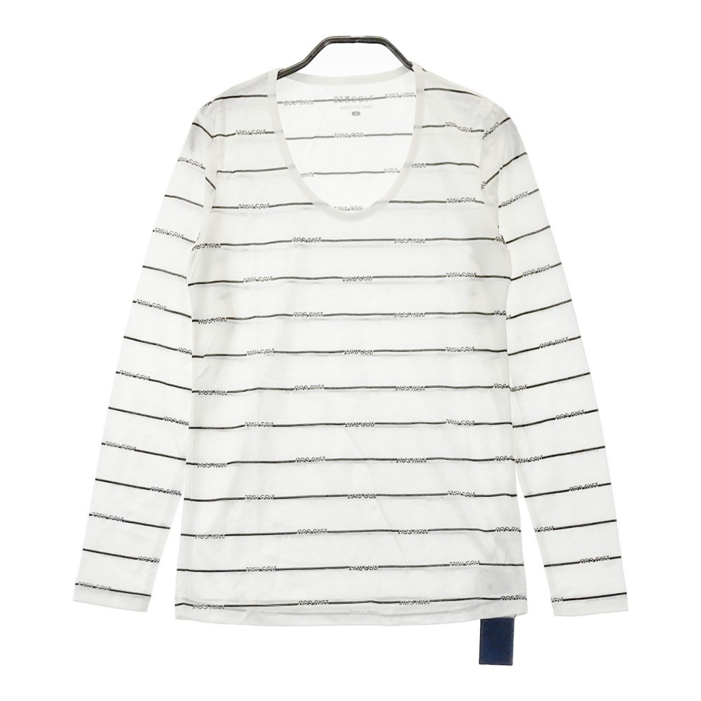 23区GOLF ニジュウサンクゴルフ 長袖 インナーTシャツ ボーダー柄 ホワイト系 2 【中古】ゴルフウェア レディース