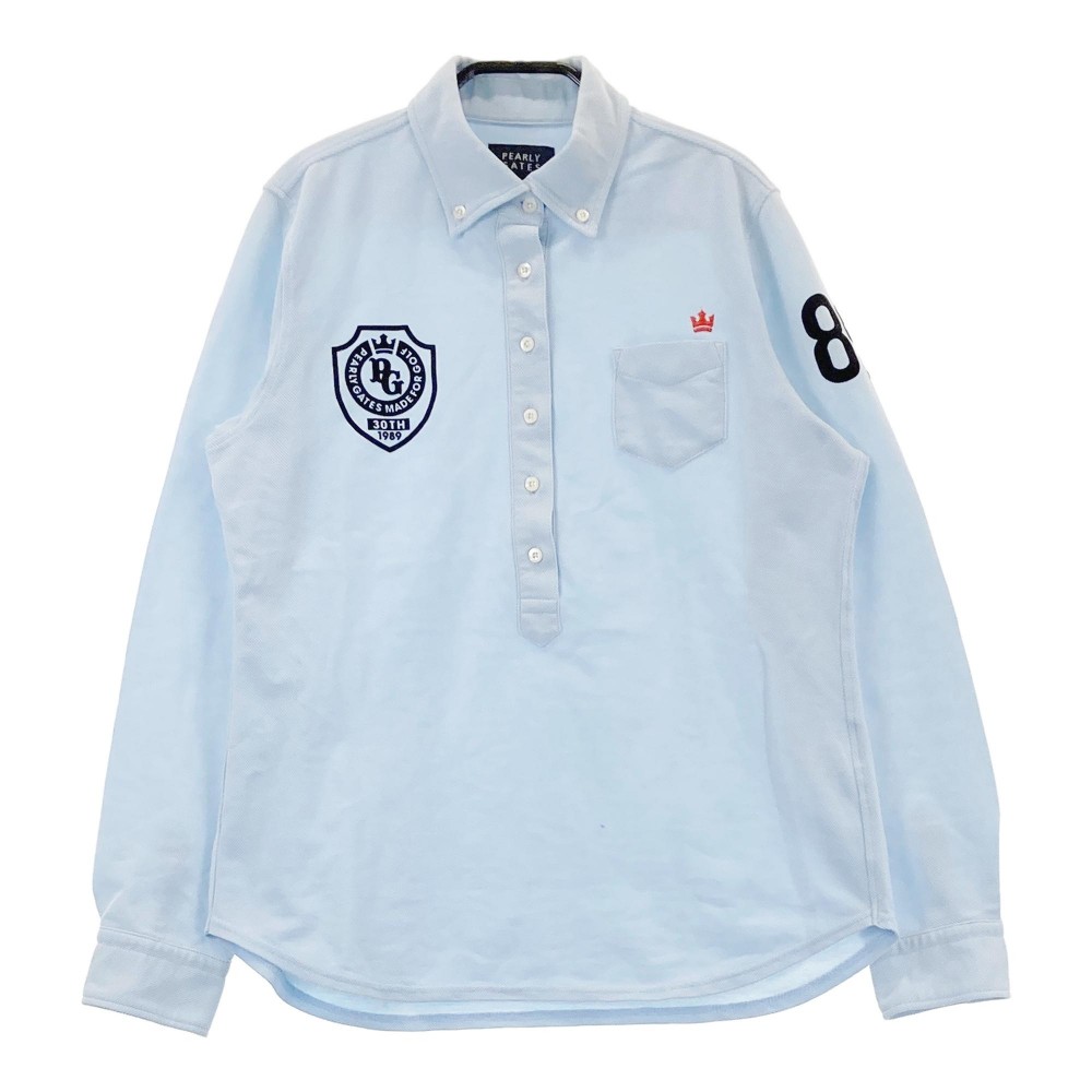 PEARLY GATES パーリーゲイツ 長袖ポロシャツ ボタンダウン ブルー系 2 【中古】ゴルフウェア レディース