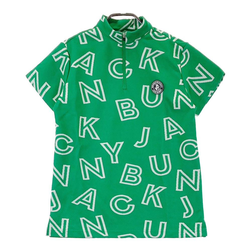 JACK BUNNY ジャックバニー 2023年モデル ハーフジップ 半袖Tシャツ 総柄 グリーン系 1 【中古】ゴルフウェア レディース