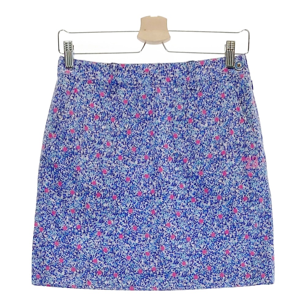 23区GOLF ニジュウサンクゴルフ × LIBERTY ストレッチスカート 総柄 × ドット ネイビー系 61 【中古】ゴルフウェア レディース