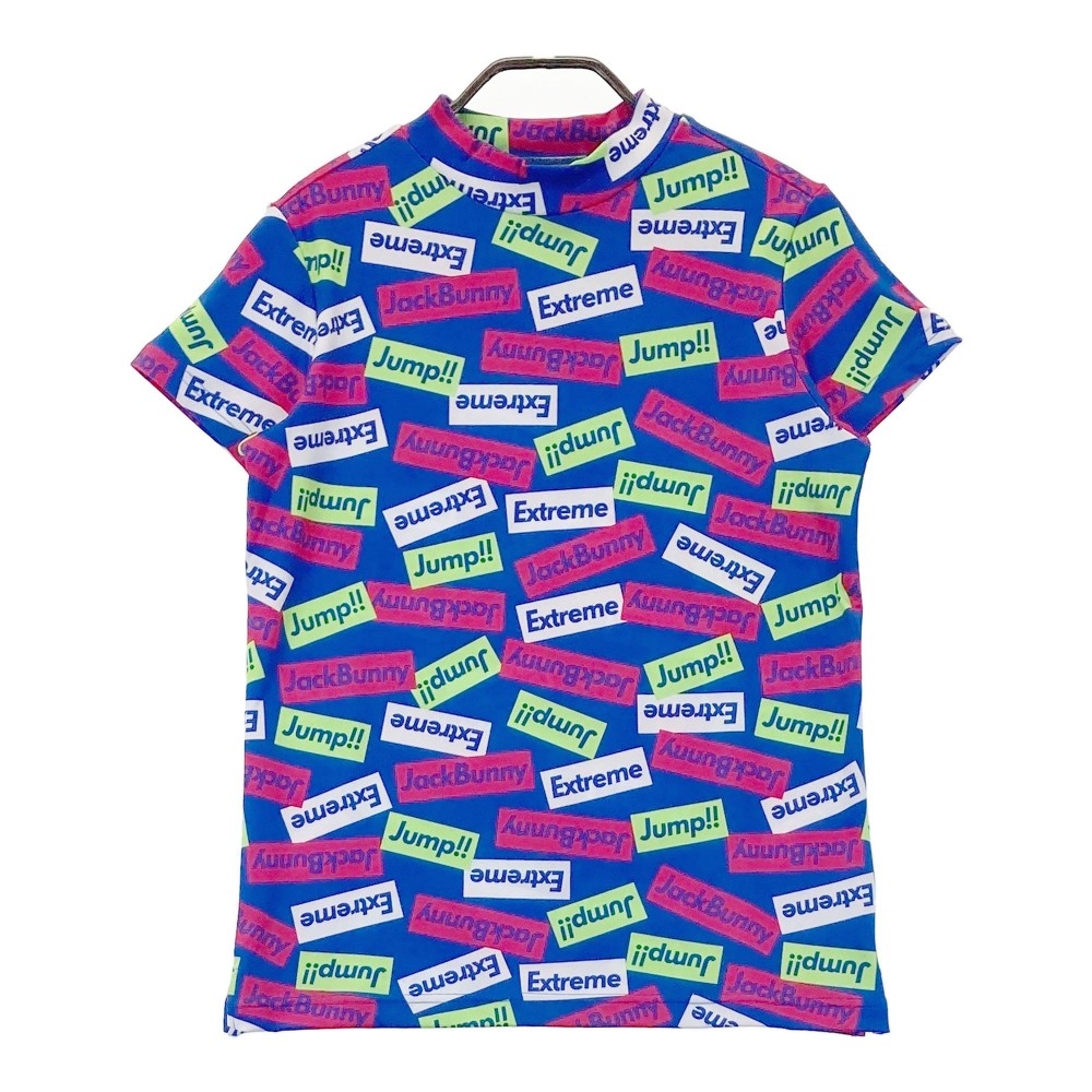 JACK BUNNY ジャックバニー 2022年モデル モックネック 半袖Tシャツ 総柄 ブルー系 1 【中古】ゴルフウェア レディース