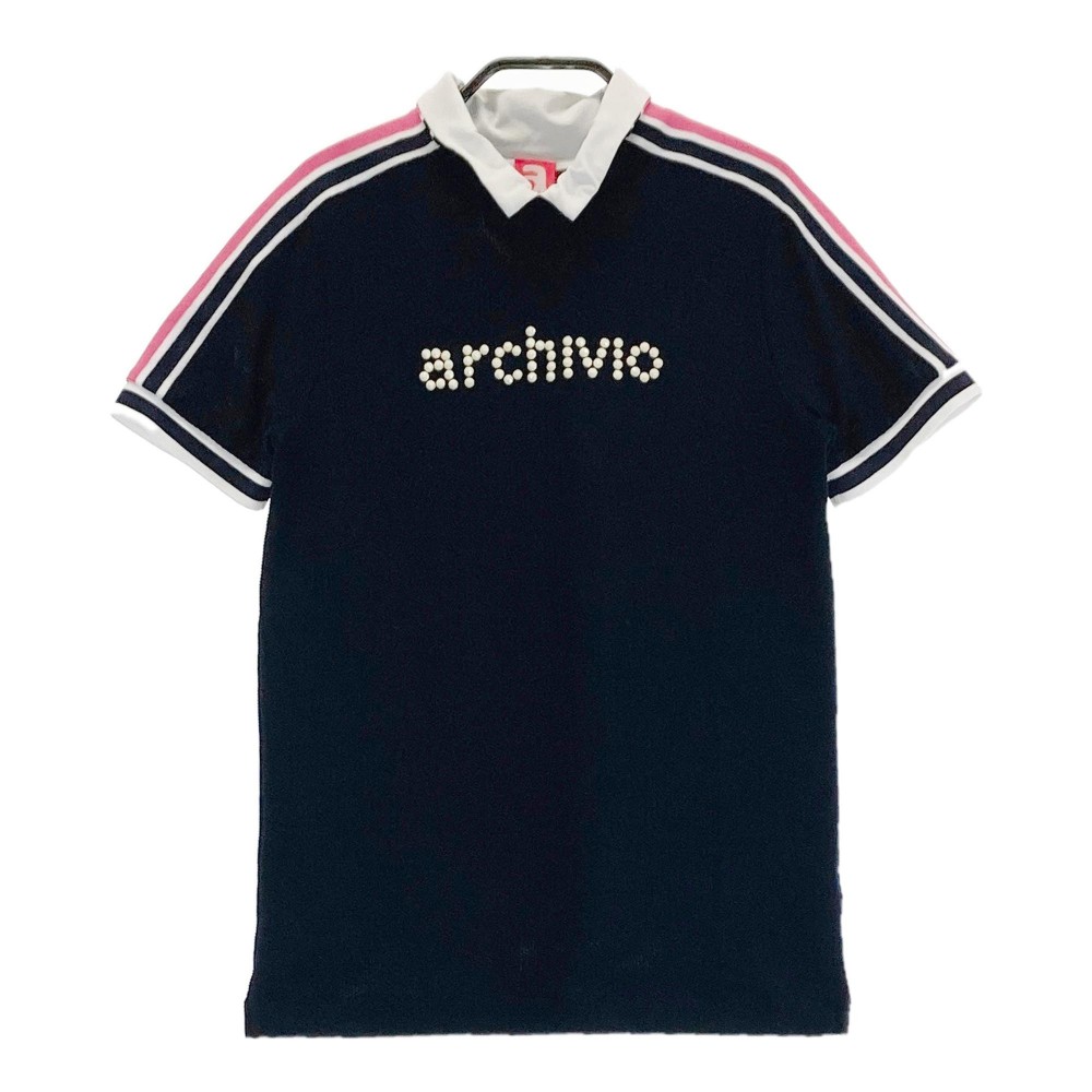 ARCHIVIO アルチビオ ハイネック 半袖Tシャツ メッシュ ネイビー系 38 【中古】ゴルフウェア レディース