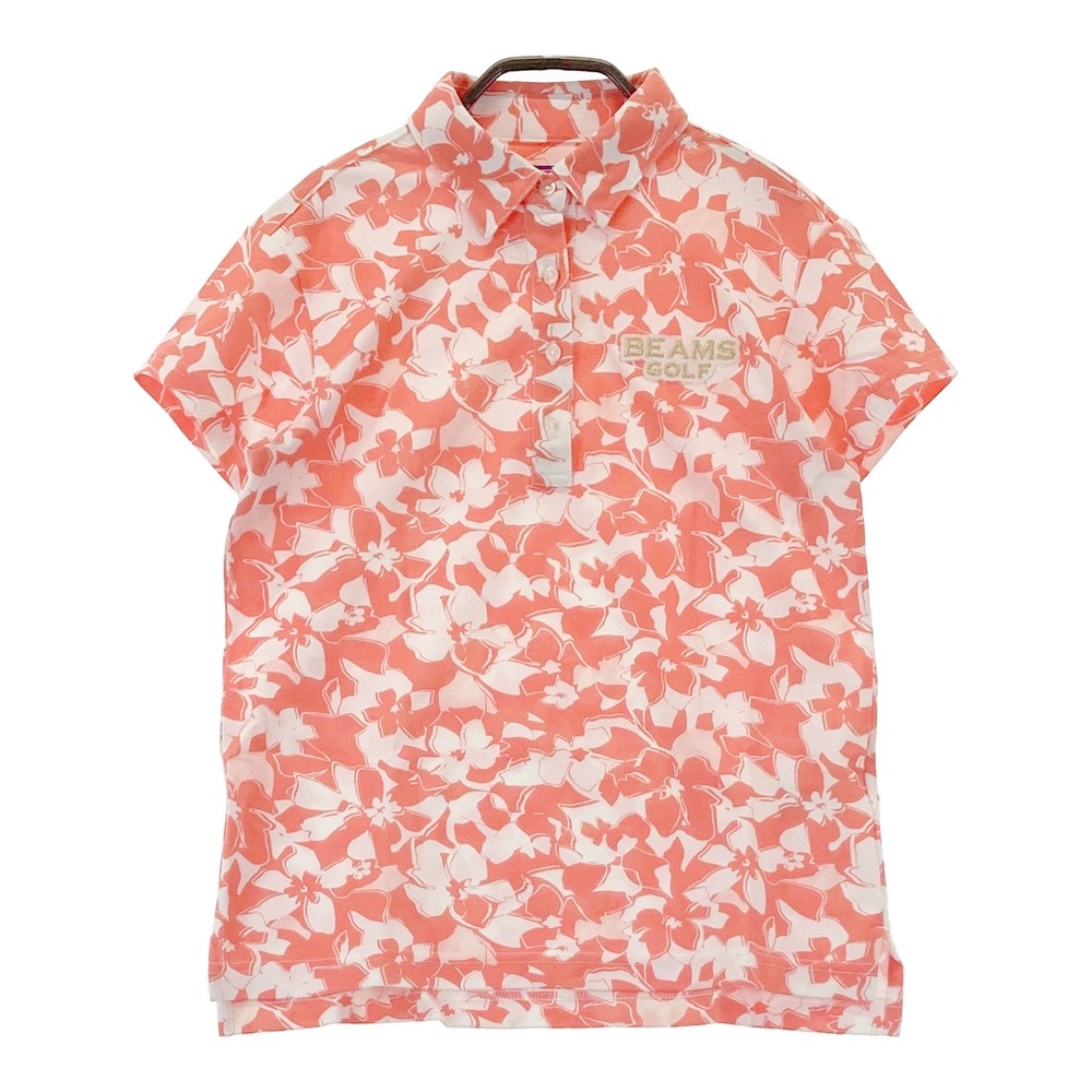 BEAMS GOLF ビームスゴルフ 半袖ポロシャツ 花柄 ピンク系 S 【中古】ゴルフウェア レディース