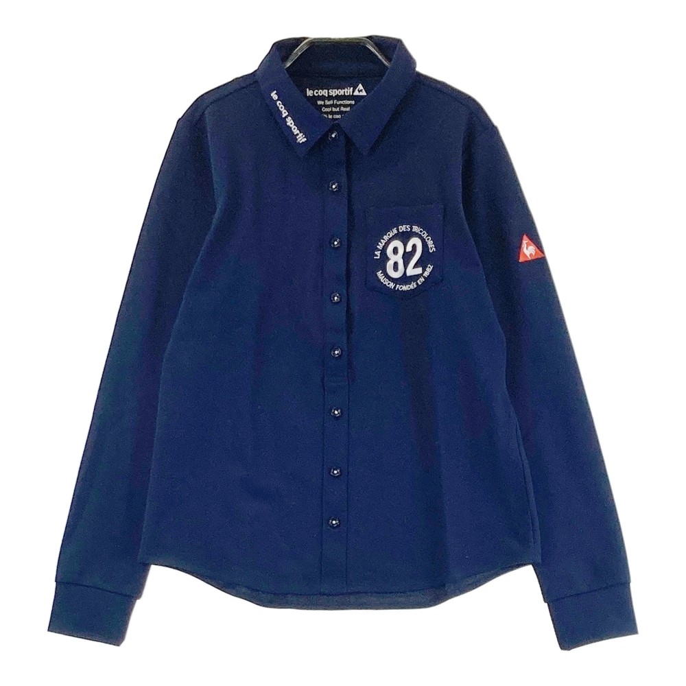 LECOQ GOLF ルコックゴルフ 長袖ポロシャツ ネイビー系 L 【中古】ゴルフウェア レディース