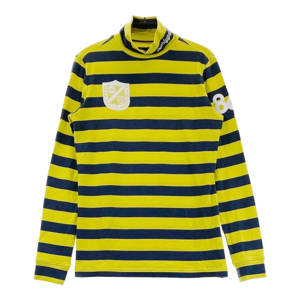 PEARLY GATES パーリーゲイツ ハイネック 長袖Tシャツ ボーダー柄 イエロー系 0 【中古】ゴルフウェア レディース