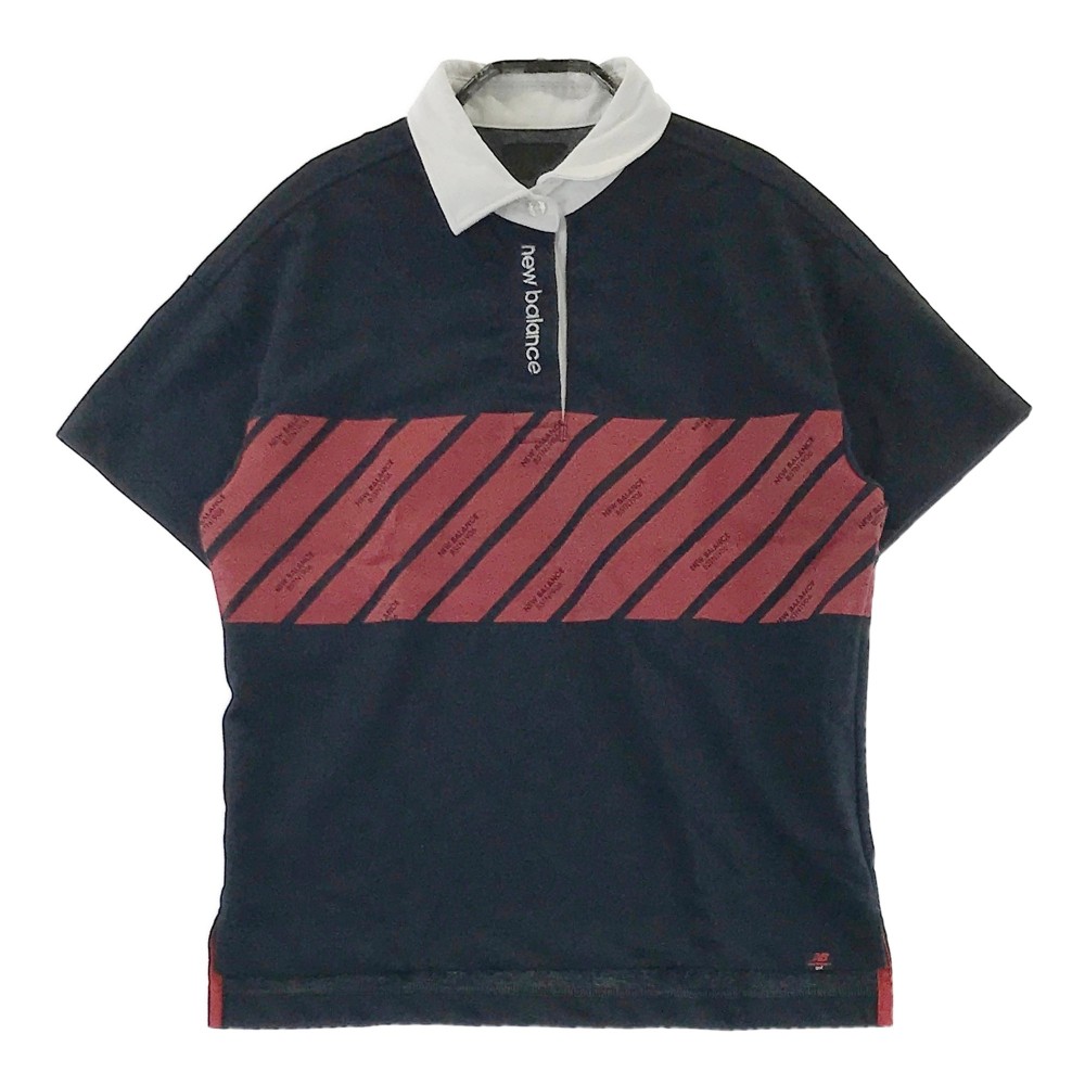 NEW BALANCE GOLF ニューバランス 半袖ポロシャツ プリント ブラック系 1 【中古】ゴルフウェア レディース