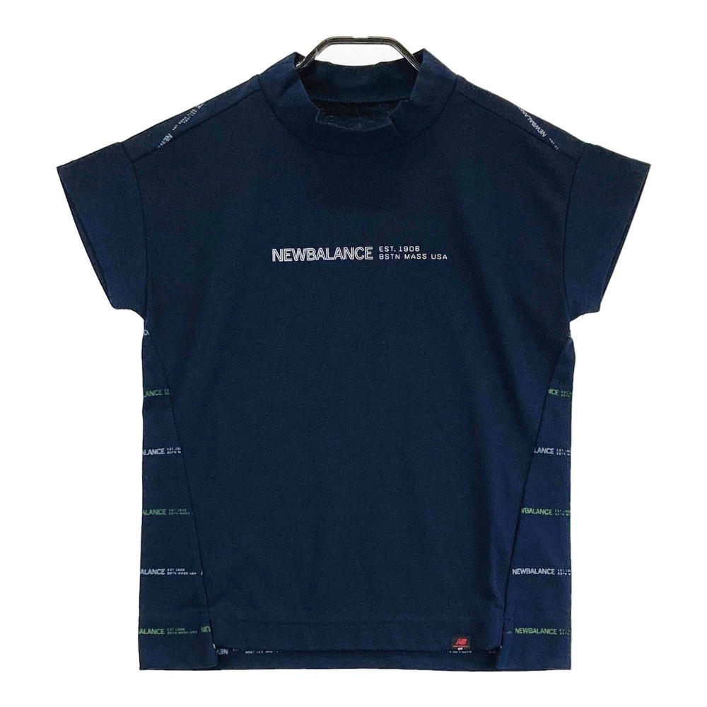 NEW BALANCE GOLF ニューバランス ハイネック 半袖Tシャツ ロゴ総柄 ネイビー系 0 【中古】ゴルフウェア レディース