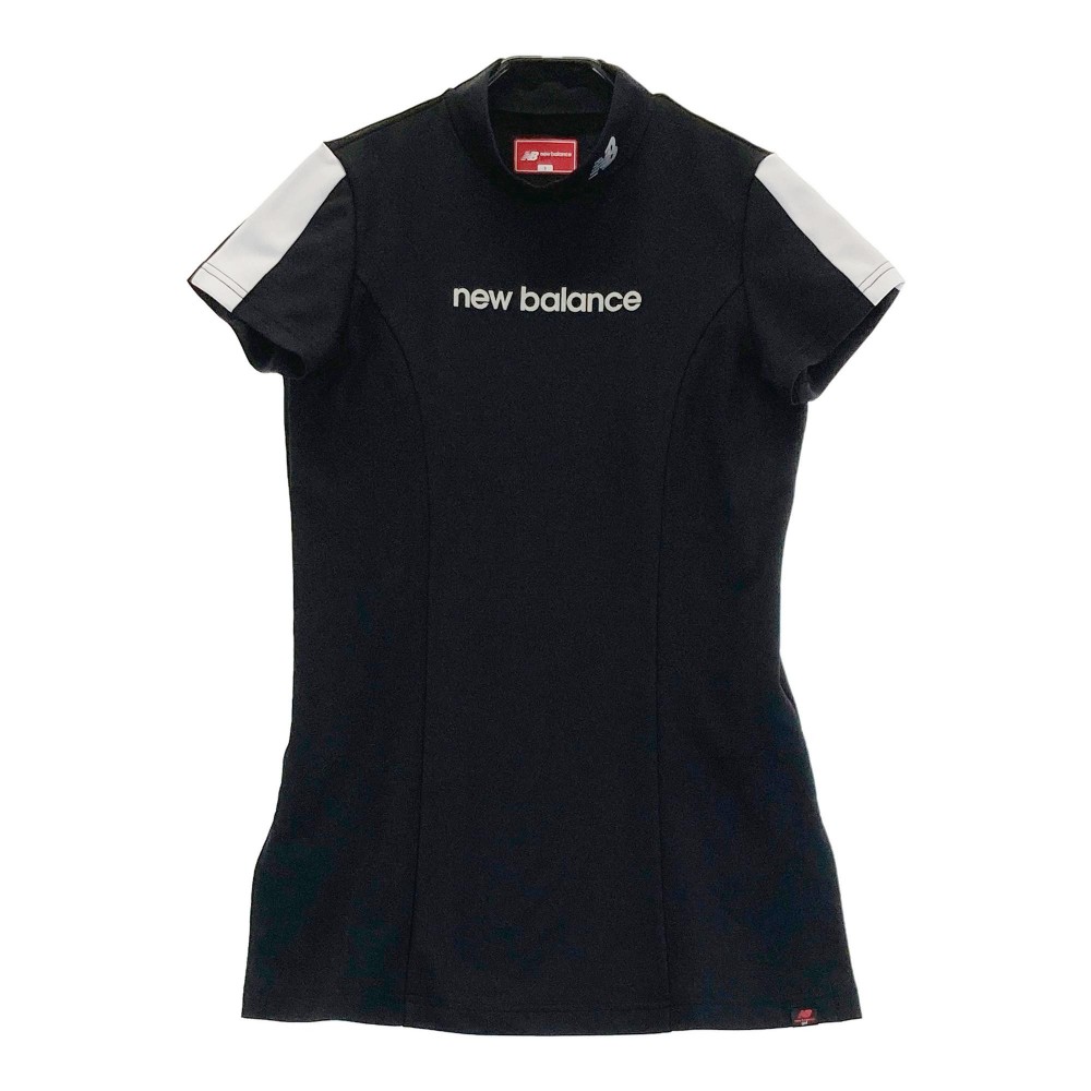 NEW BALANCE GOLF ニューバランス 2023年モデル 切替 ハイネック 半袖Tシャツ　ロング丈 総柄 ブラック系 1 【中古】ゴルフウェア レディース