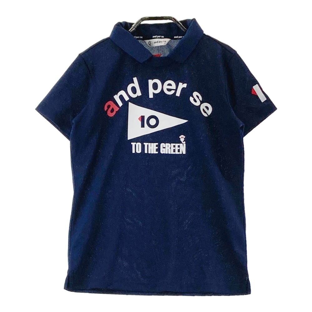 AND PER SE アンパスィ 襟付 半袖Tシャツ ネイビー系 M 【中古】ゴルフウェア レディース
