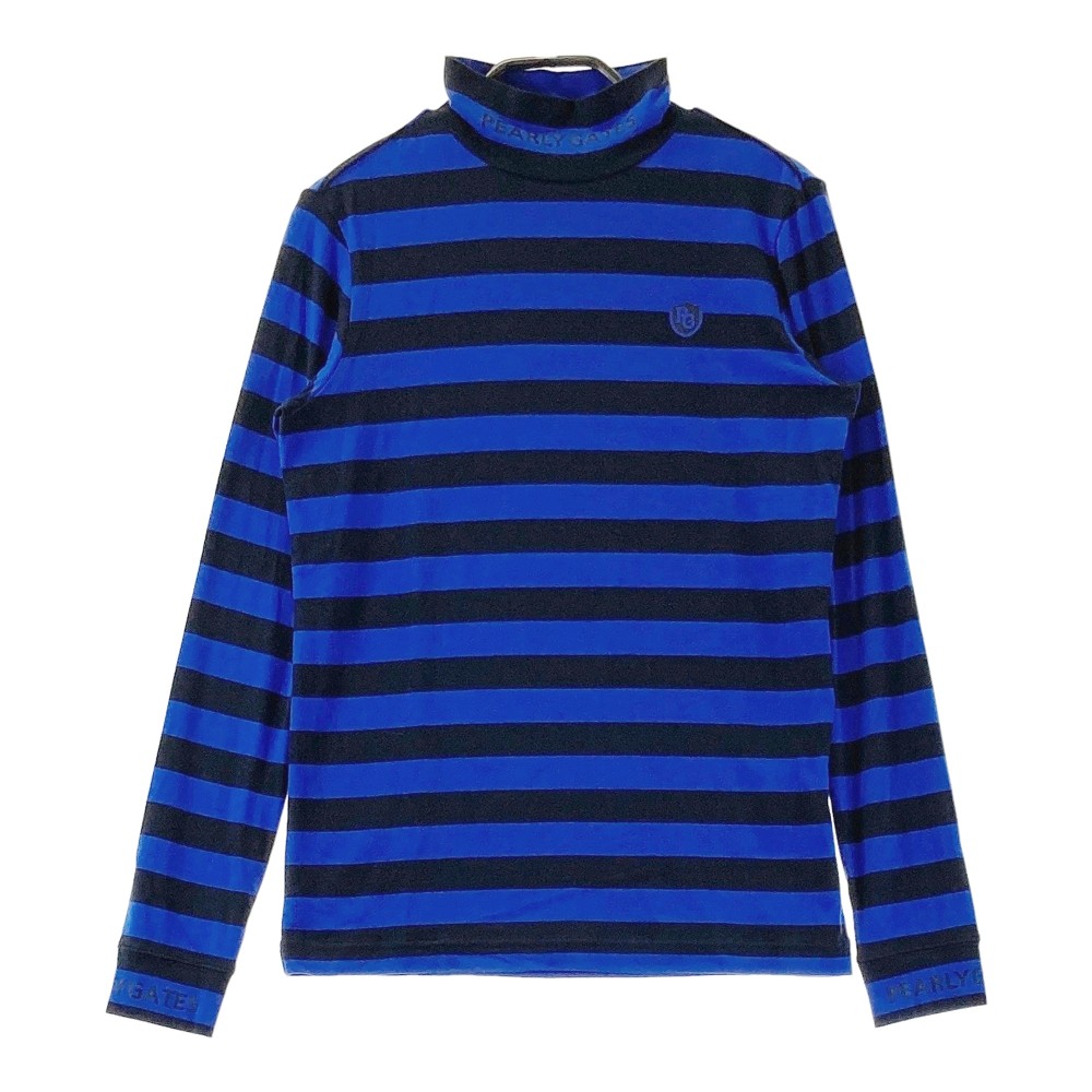 PEARLY GATES パーリーゲイツ 長袖ハイネックTシャツ ボーダー ブルー系 0 【中古】ゴルフウェア レディース