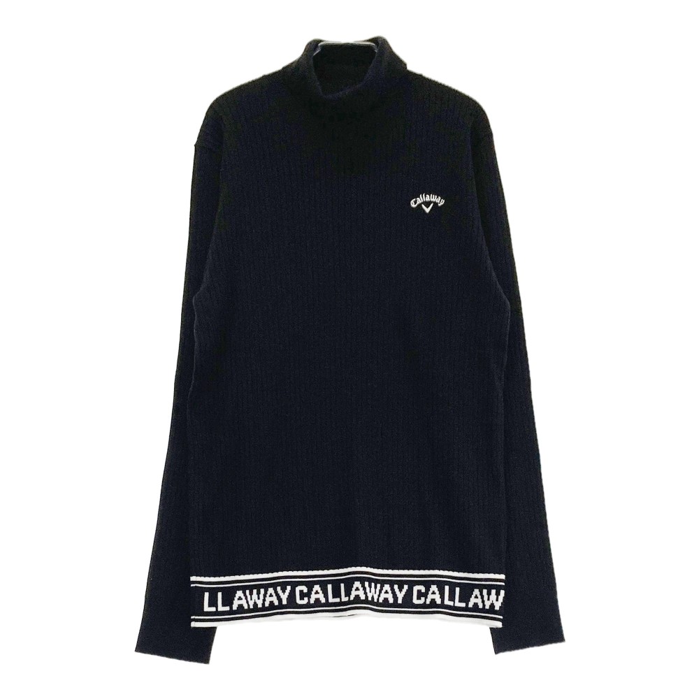 CALLAWAY キャロウェイ 2024年模範例 タートルネック 編み物スウェーター  黒いこと系 LL 【中古】ゴルフ御召しもの レディース