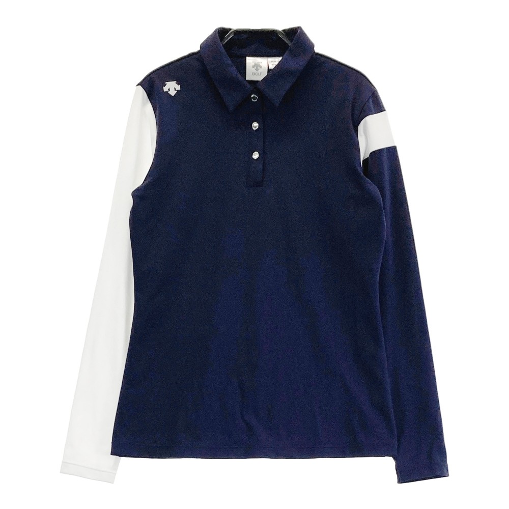 DESCENTE GOLF デサントゴルフ 2022年モデル 長袖ポロシャツ ネイビー系 M 【中古】ゴルフウェア レディース