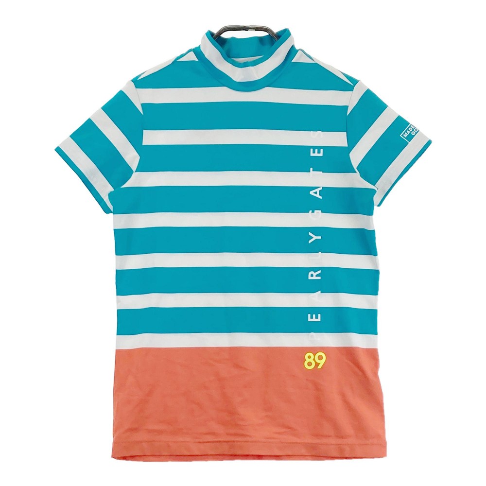 PEARLY GATES パーリーゲイツ 2023年モデル ハイネック 半袖Tシャツ ボーダー柄 ブルー系 0 【中古】ゴルフウェア レディース