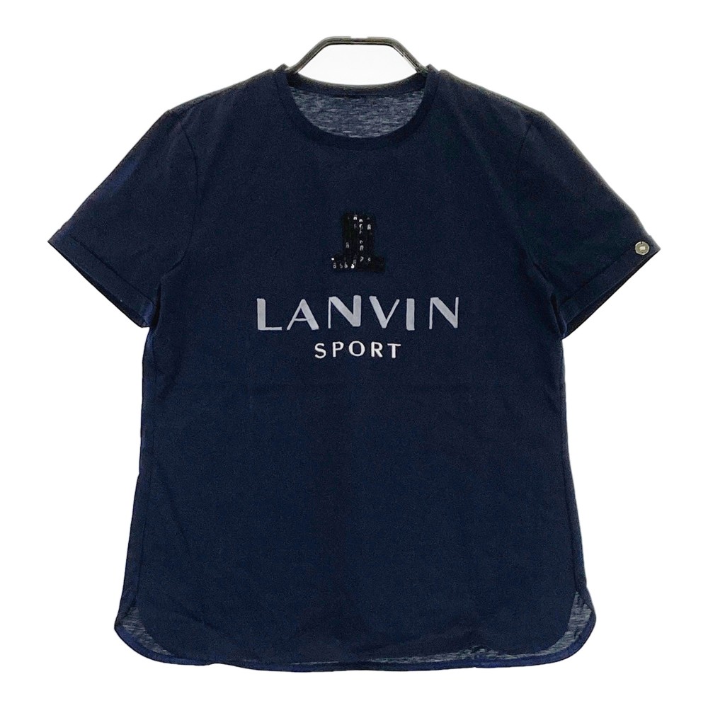 LANVIN SPORT ランバン スポール VLR155511 半袖Tシャツ ロゴ刺繍 ネイビー系 36 【中古】ゴルフウェア レディース