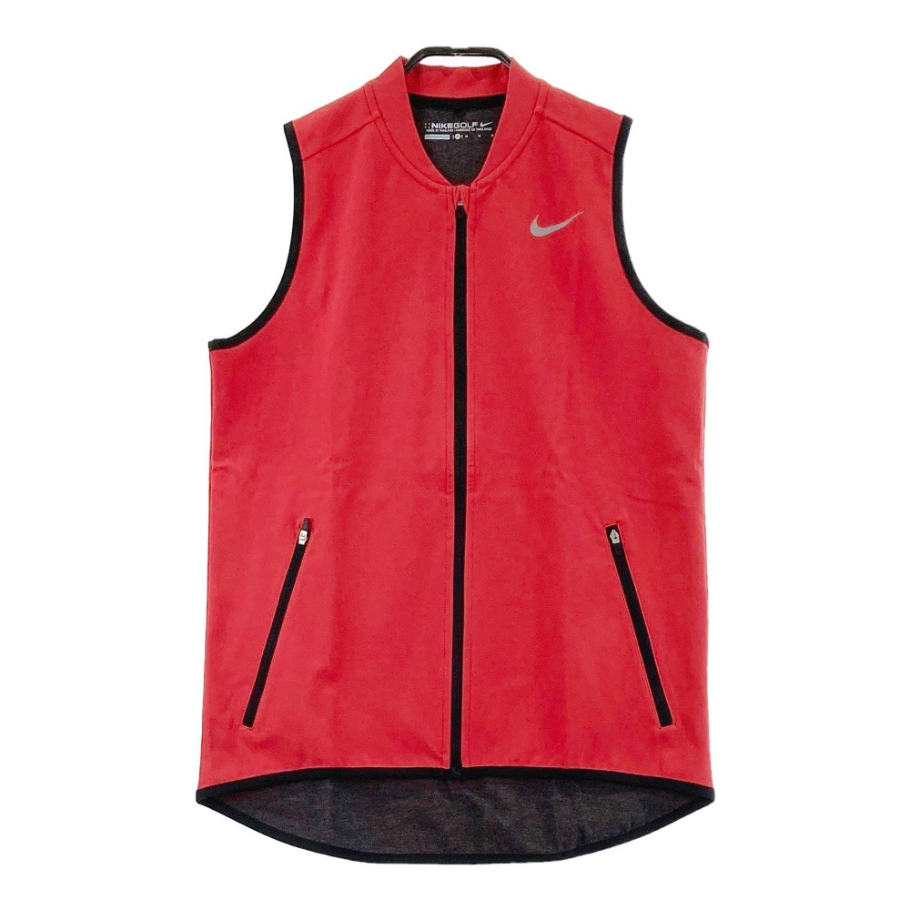 Nikeナイキ 赤 柄ダウンベストMサイズユニセックス(送料込み)防寒 ナイキ アウターベスト レッド 裏地メッシュ メンズ M