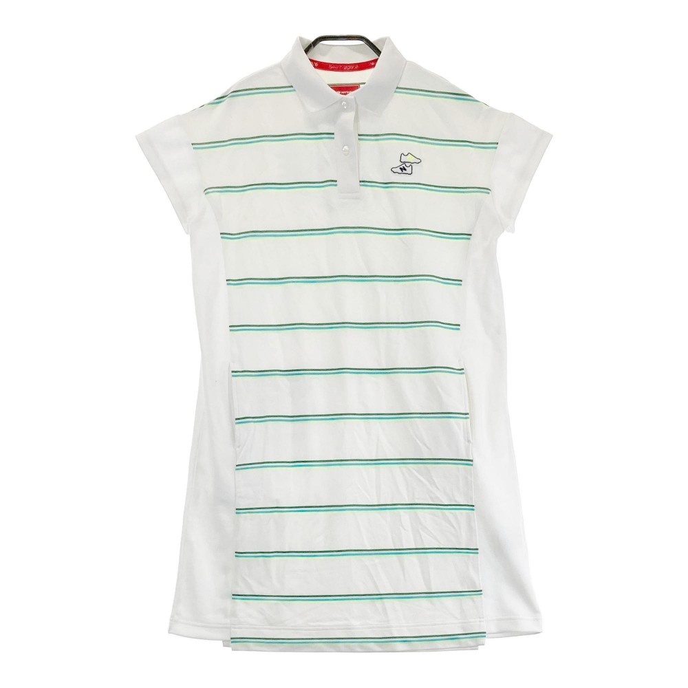 NEW BALANCE GOLF ニューバランス ワンピース ボーダー ホワイト系 2 【中古】ゴルフウェア レディース