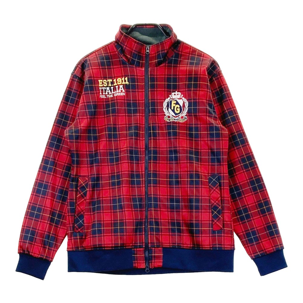 FILA GOLF フィラゴルフ ジップジャケット チェック柄 レッド系 L 【中古】ゴルフウェア レディース