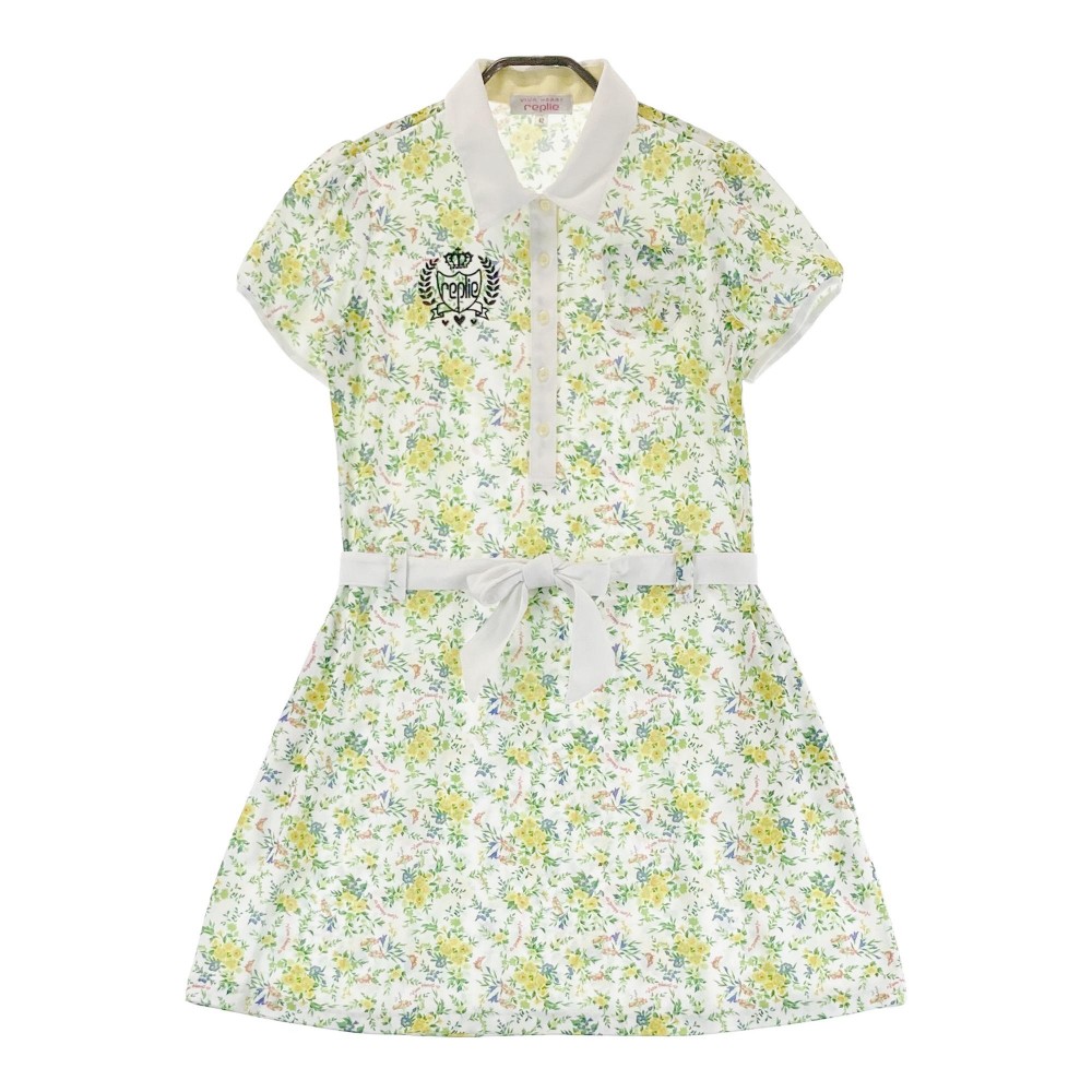 VIVA HEART ビバハート replie 018-61341 半袖ワンピース 花 総柄 ホワイト系 42 【中古】ゴルフウェア レディース