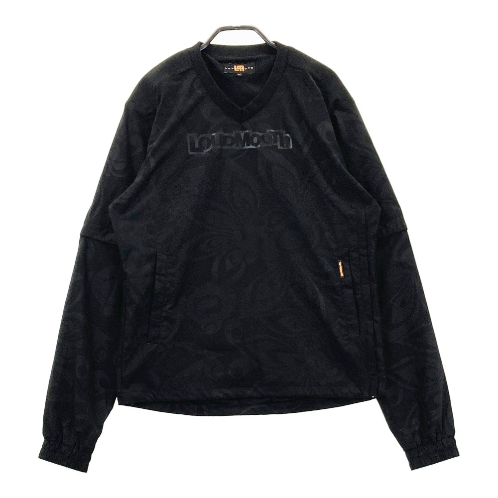 LOUD MOUTH ラウドマウス 2WAY Vネック 長袖ブルゾン ジャケット シャガデリック柄 ブラック系 M 【中古】ゴルフウェア レディース