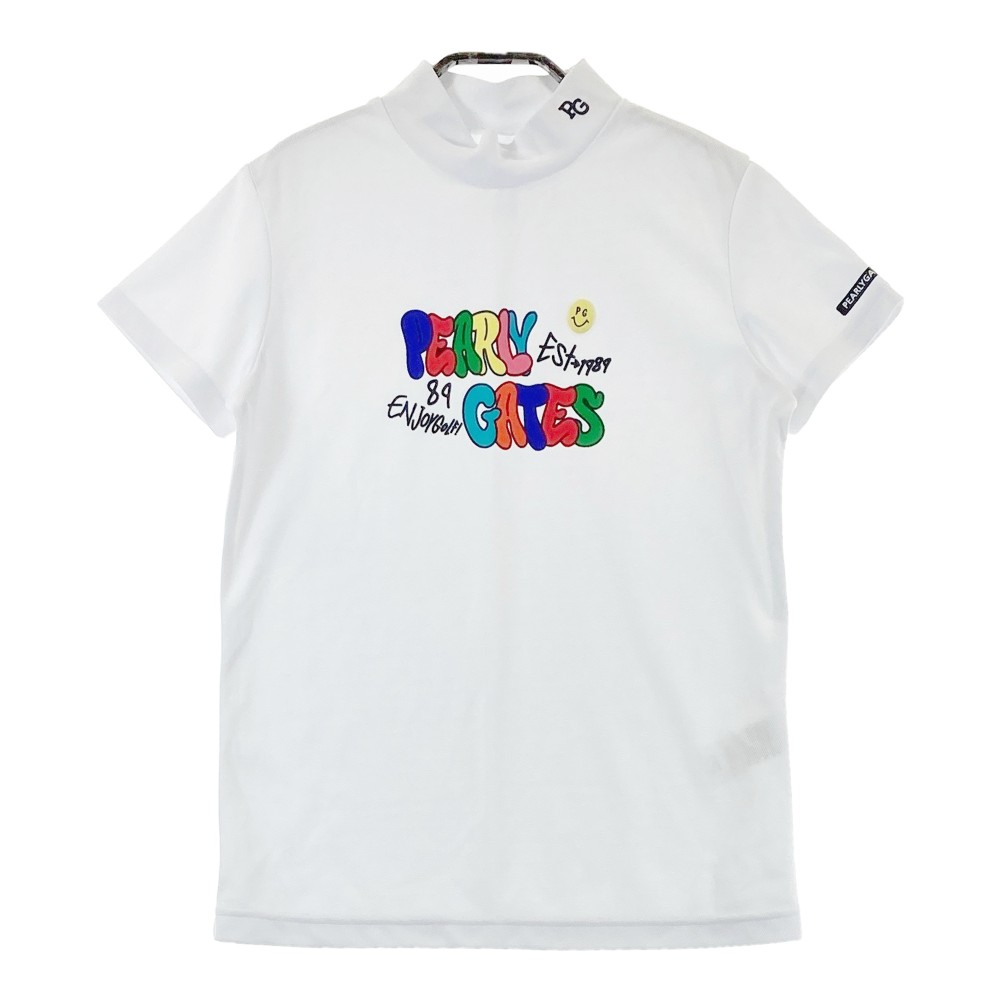 PEARLY GATES パーリーゲイツ 2024年モデル ハイネック 半袖Tシャツ ニコちゃん ホワイト系 1 【中古】ゴルフウェア レディース