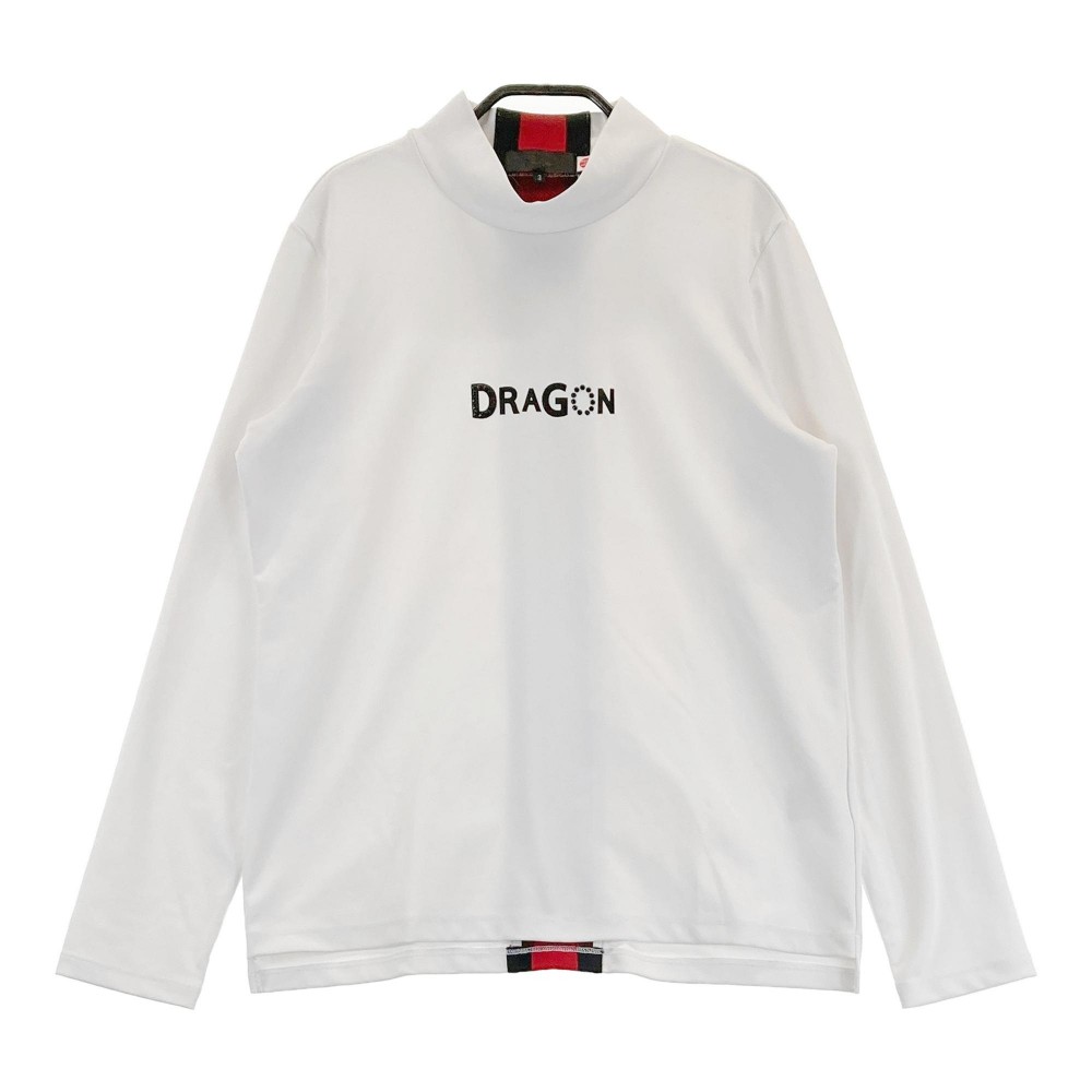 DANCE WITH DRAGON ダンスウィズドラゴン ハイネック 長袖Tシャツ スパンコール ホワイト系 3 【中古】ゴルフウェア レディース