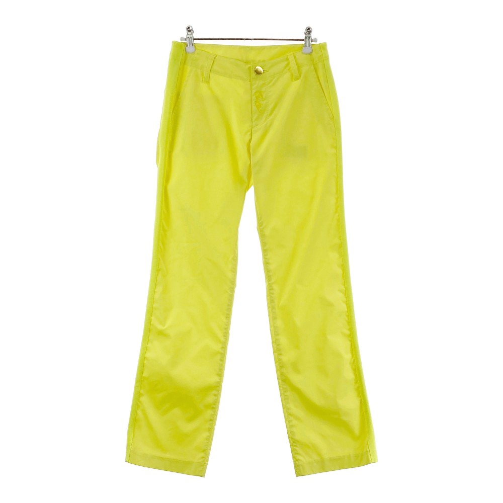 DANCE WITH DRAGON ダンスウィズドラゴン ストレッチパンツ イエロー系 2 【中古】ゴルフウェア レディース